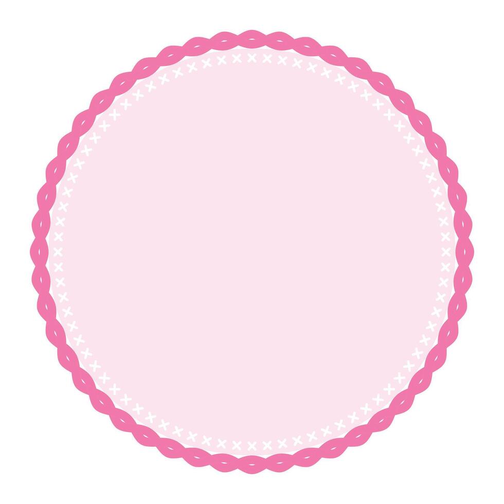 Simple Decorative Pink Lace Circle Blank Plain Sticker Label Background Design vector