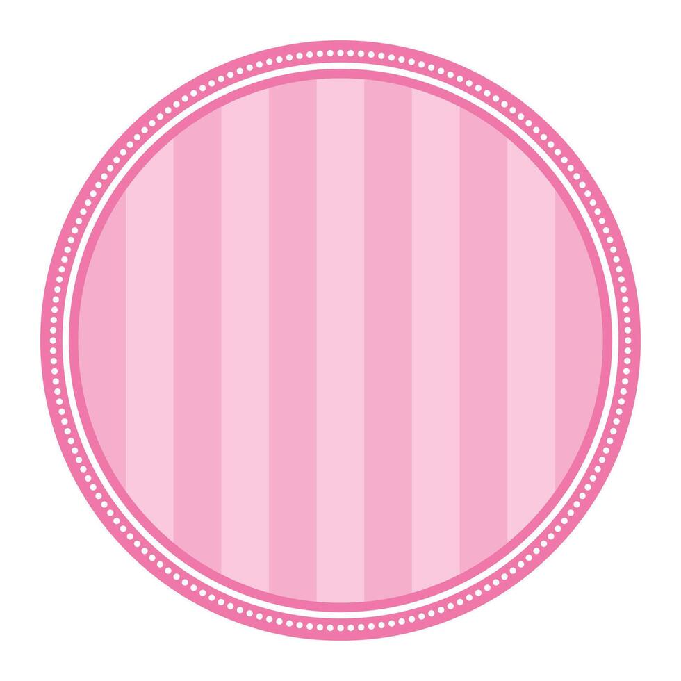 Striped Pink Circular Elegance Plain Sticker Round Blank Label Design vector