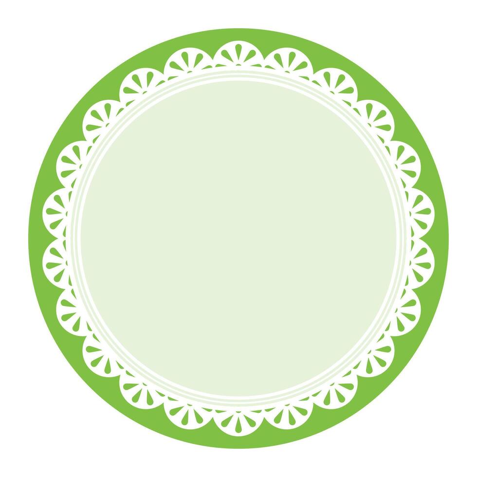 Simple Elegant Green Circular Frame Decorated With Round Scalloped Lace Design vector