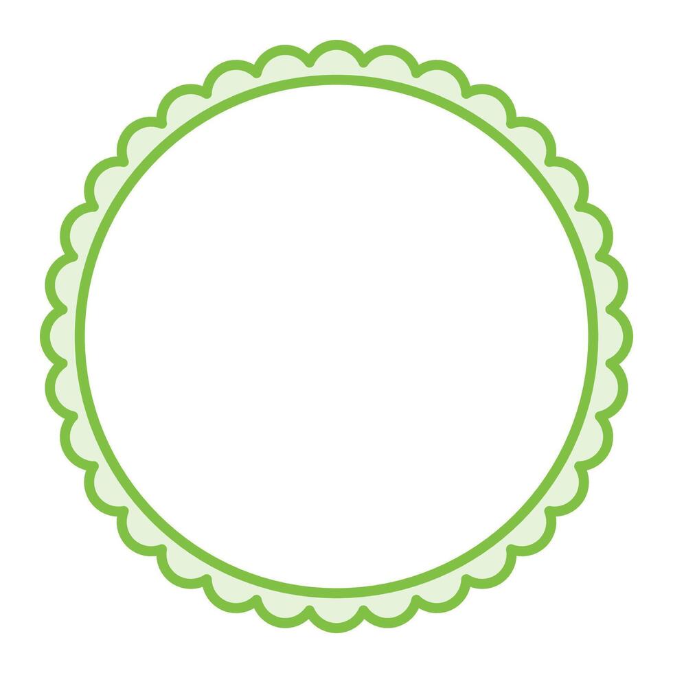 Simple Green Circular Blank Background With Scallop Frame Border Ornament vector