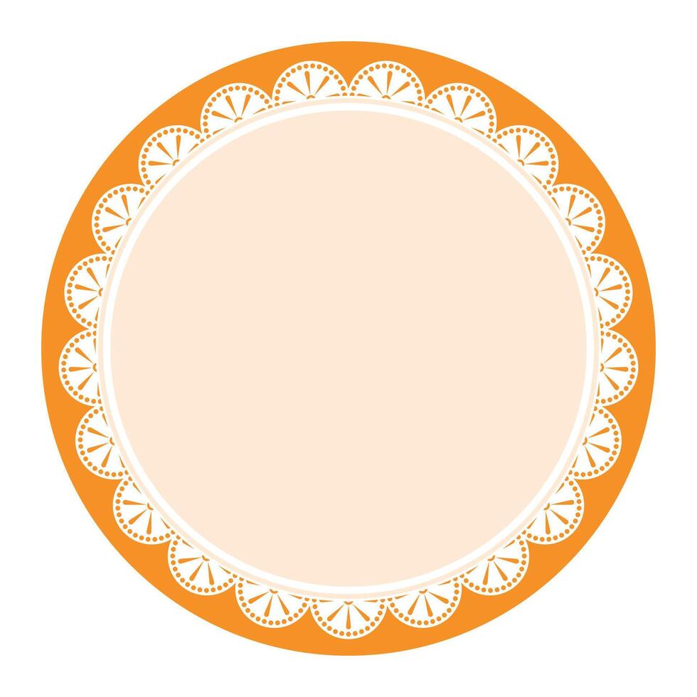Simple Classic Orange Circle Shape with Decorative Round Patterns Design vector
