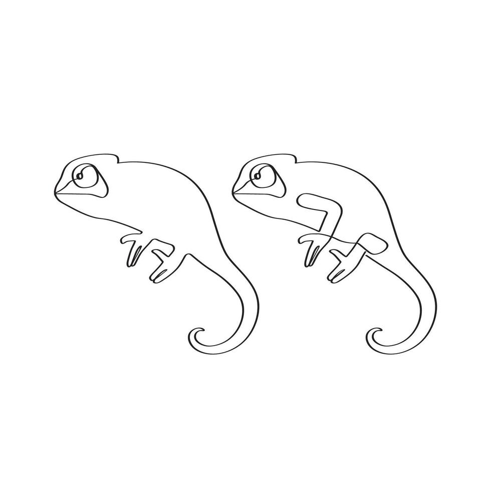 Veiled chameleon continuous one line drawing chameleon calyptras elegant minimalist artwork. Outline illustration. vector