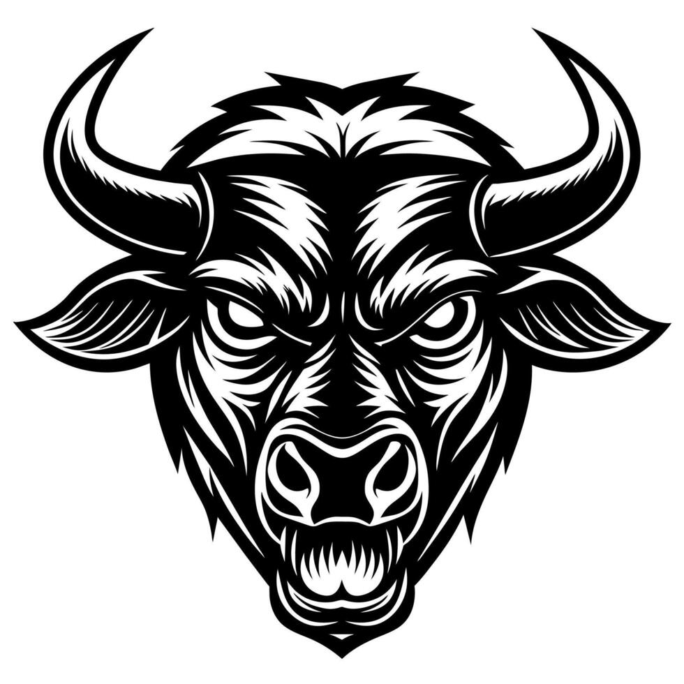 Ox head silhouette illustration vector