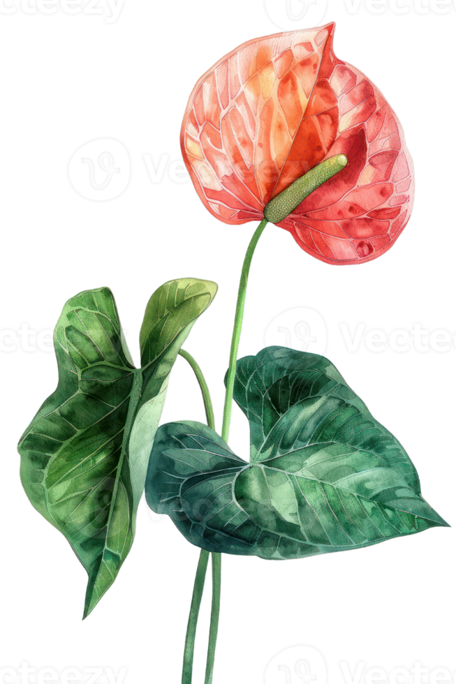 Anthurium Leaf, Watercolor tropical Border, watercolor illustration, png
