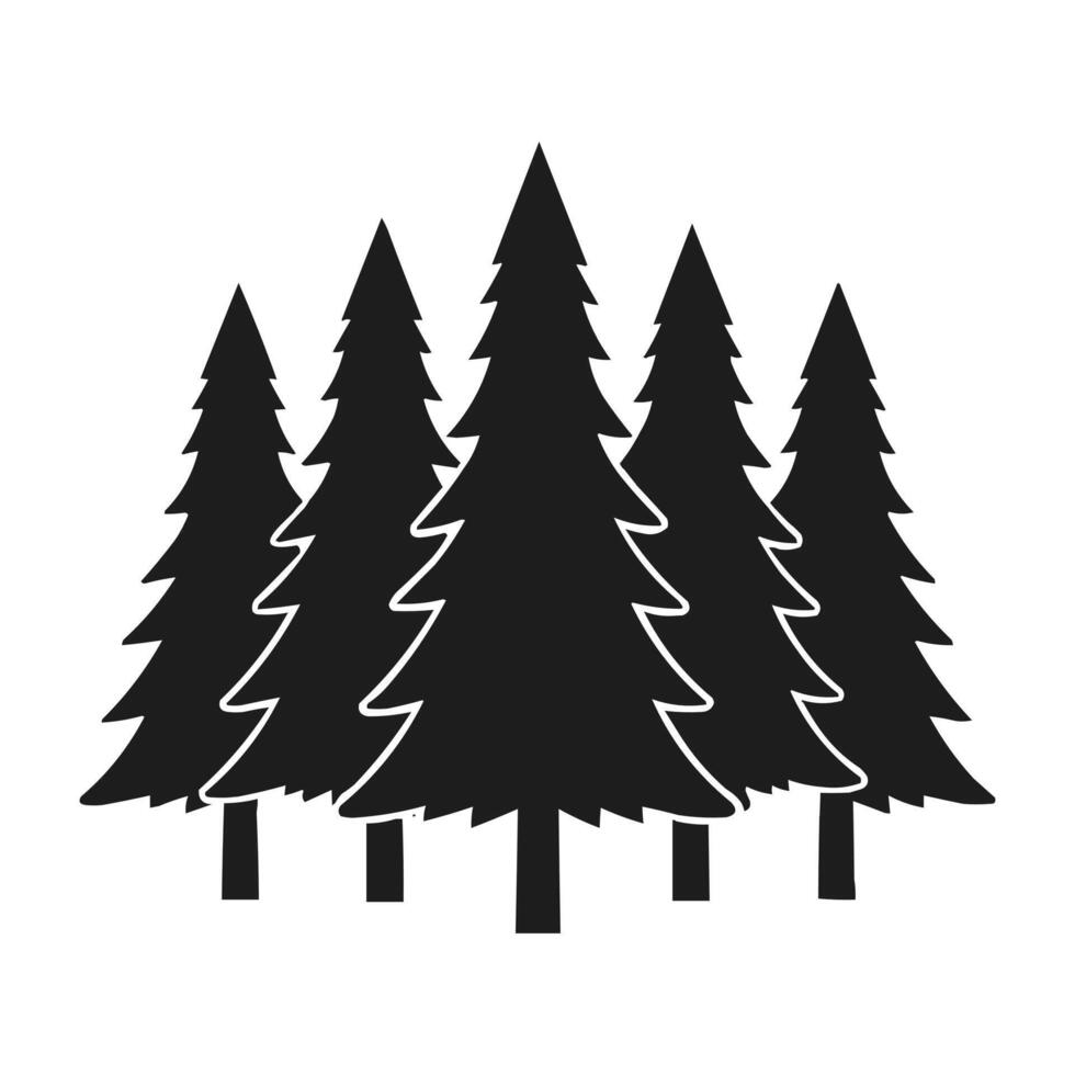 Minimalist pine trees silhouette vector