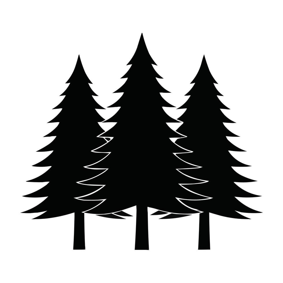Minimalist pine trees silhouette vector