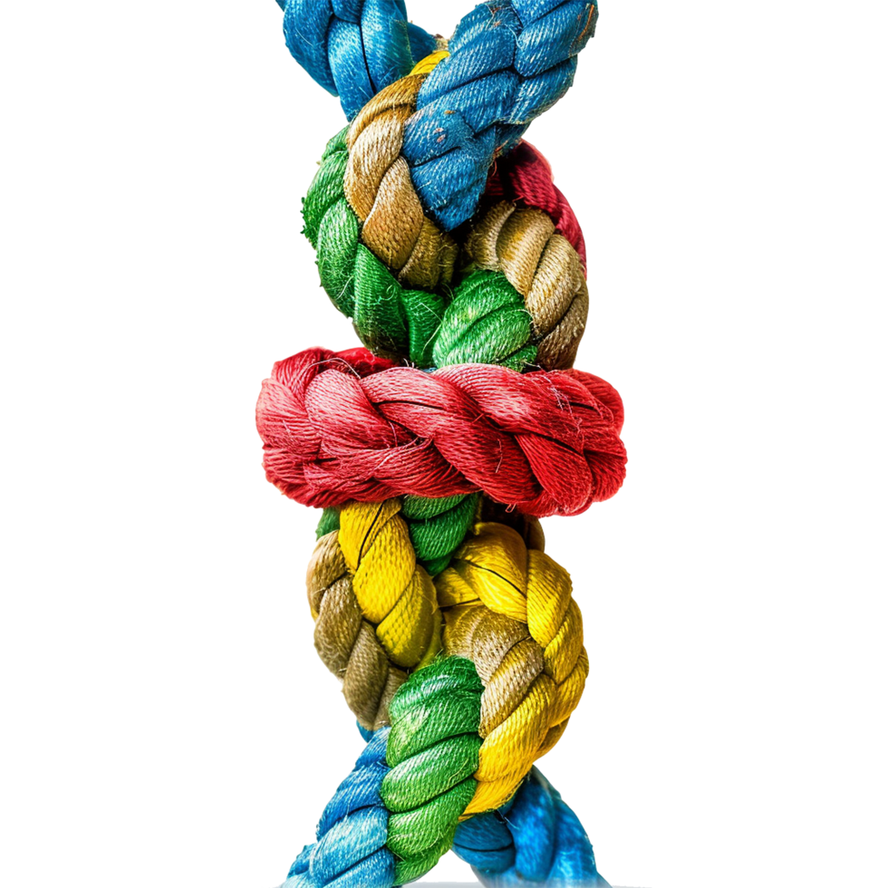 colorful rope with knots partnership isolated on transparent background png