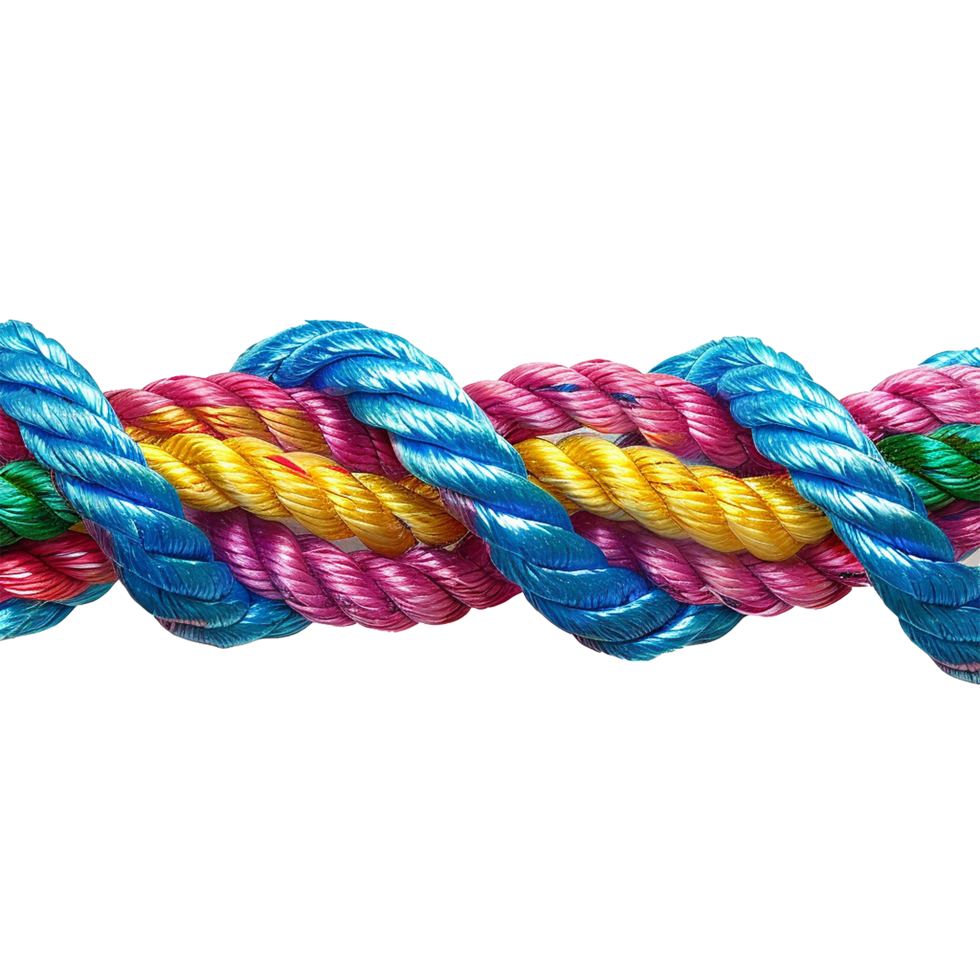 colorful rope with knots partnership isolated on transparent background png