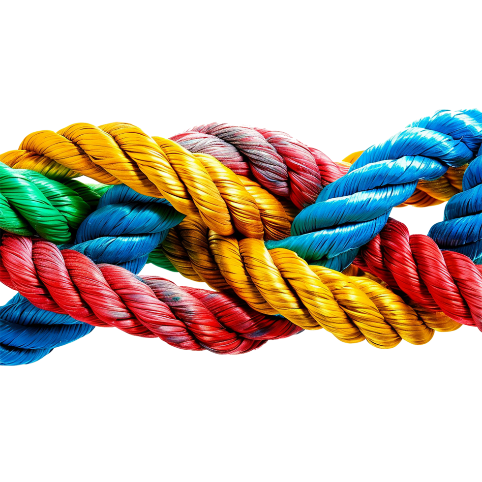 colorful rope with knots partnership isolated on transparent background png