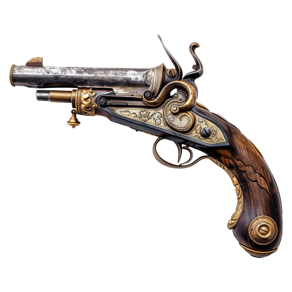 Flintlock pistol isolated on transparent background png