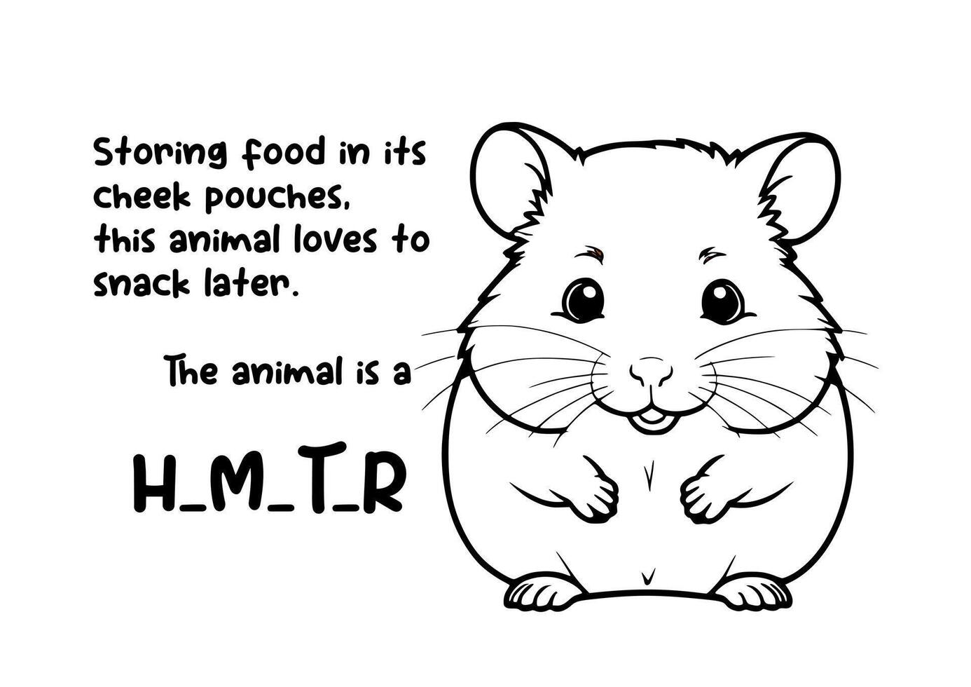 coloring book animal and unique fact about hamster vector