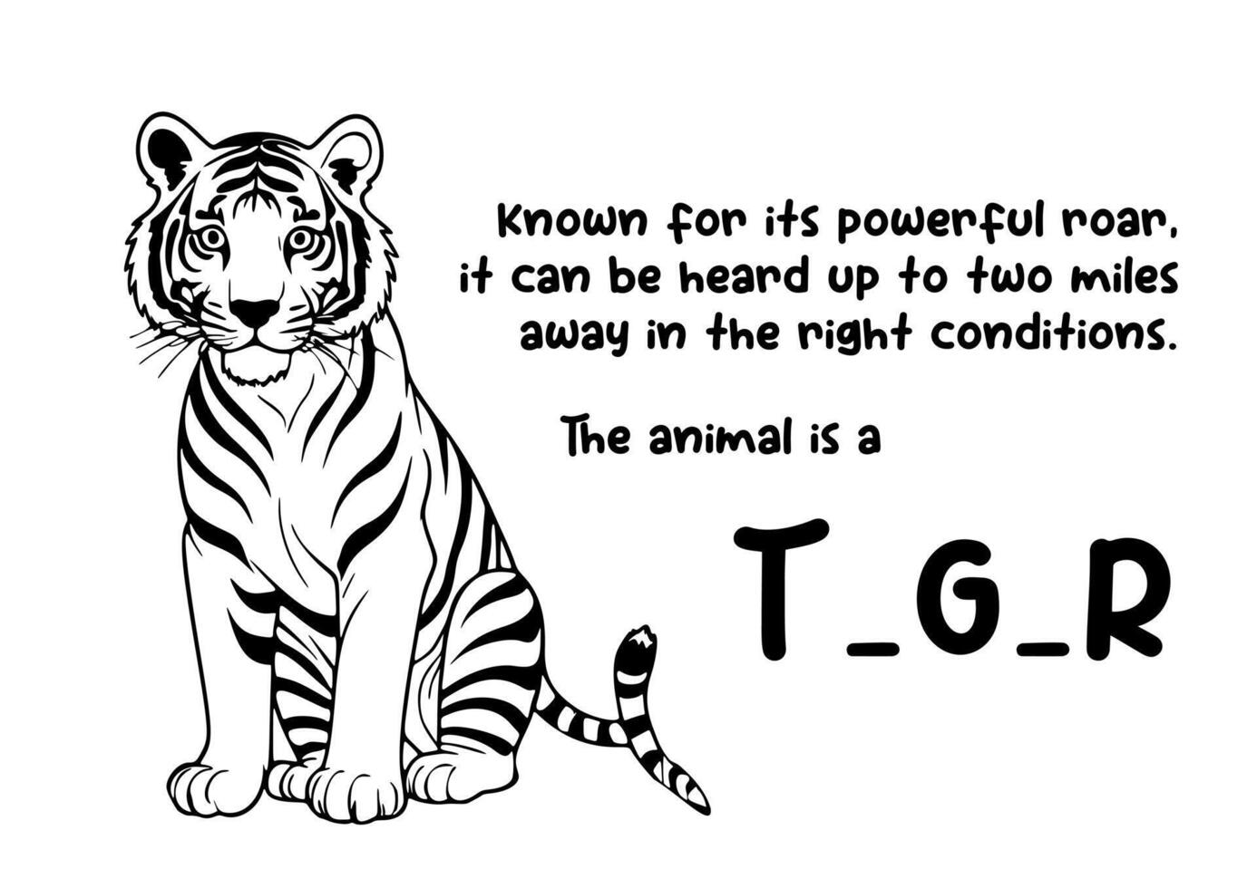 coloring book animal and unique fact about tiger vector