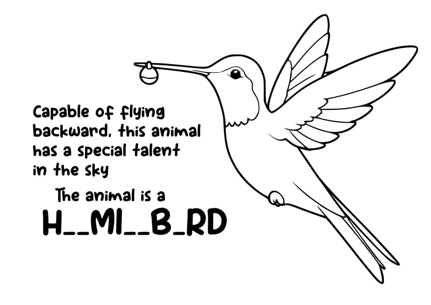 coloring book animal and unique fact about hummingbird vector