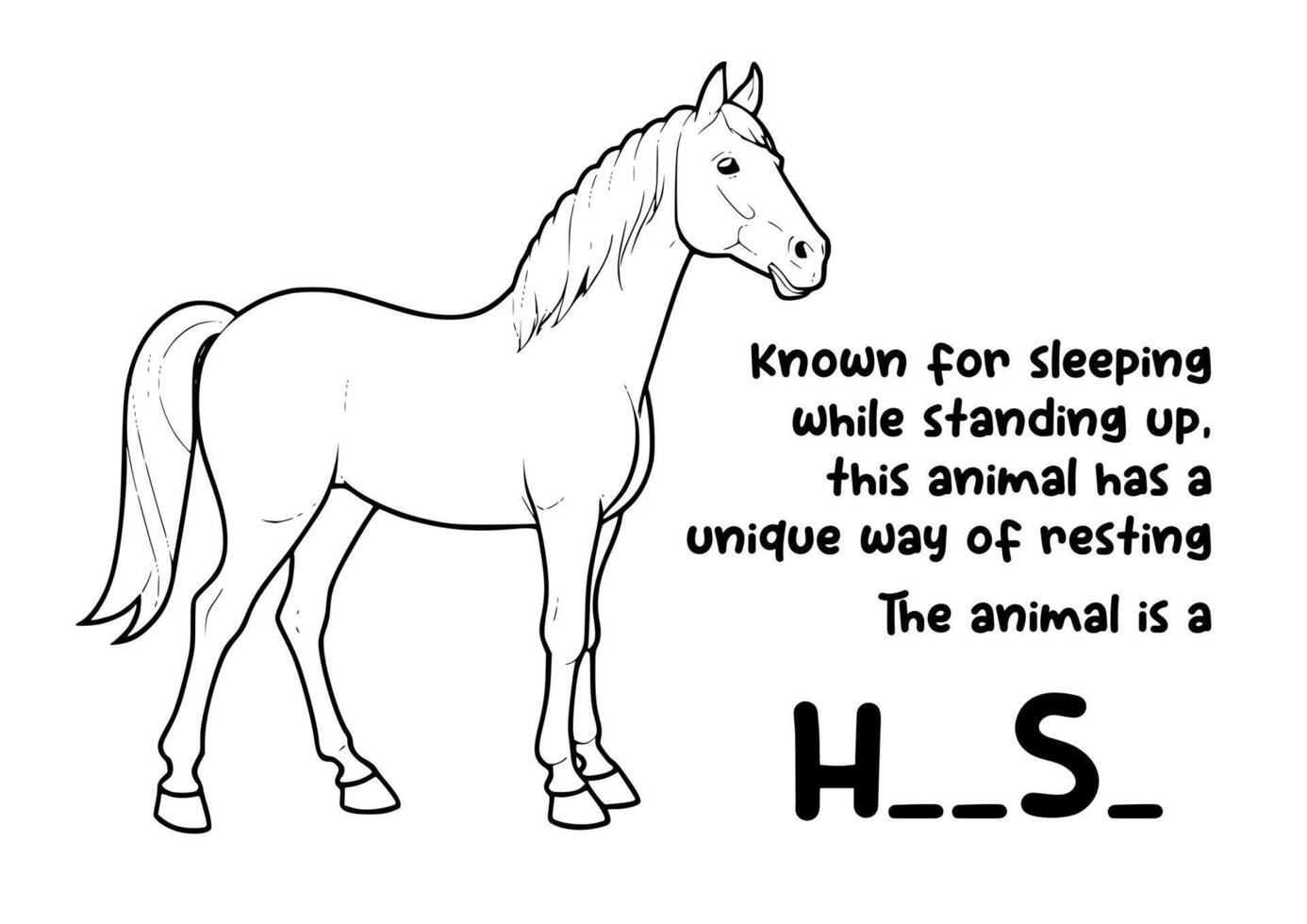 coloring book animal and unique fact about horse vector
