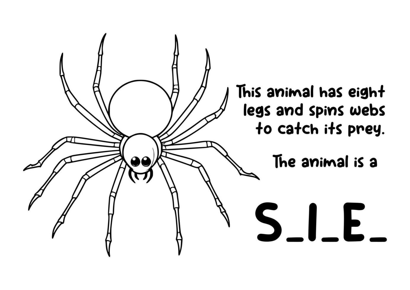 coloring book animal and unique fact about Spider vector