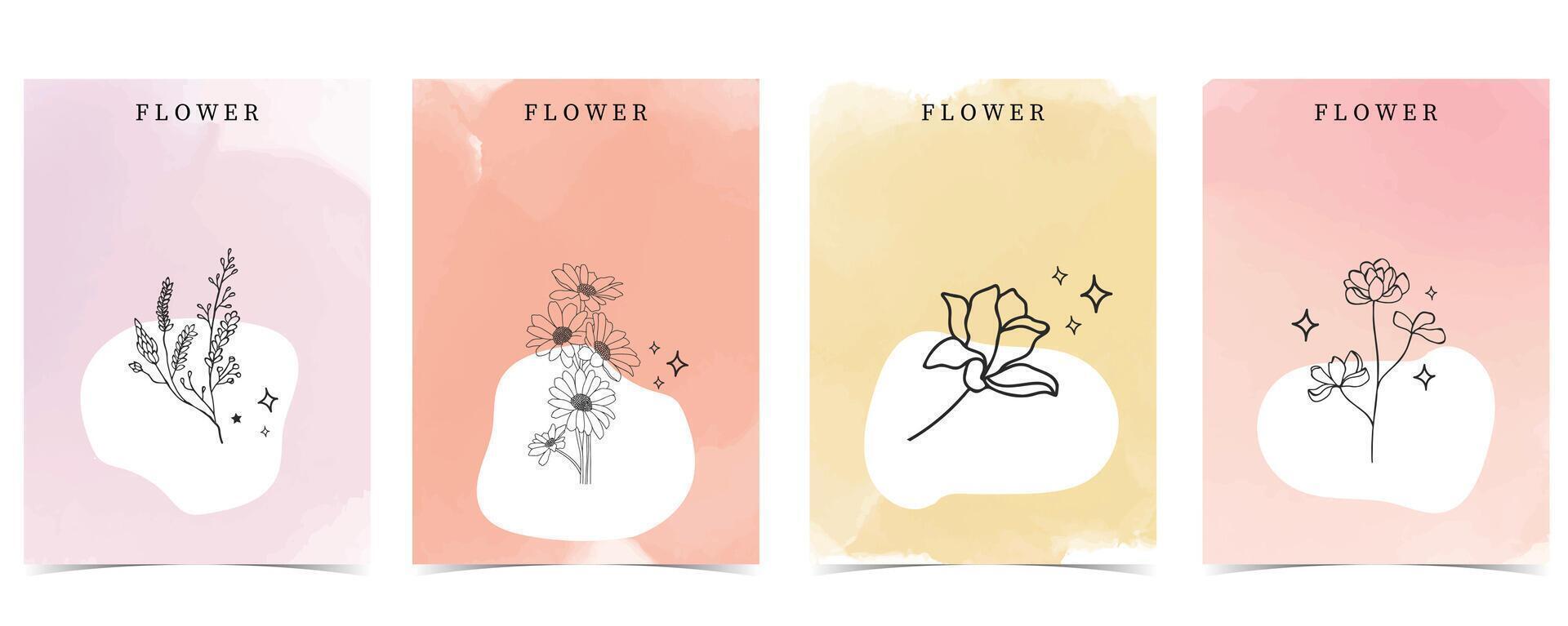 flower background with lavender,magnolia,sunflower.illustration for a4 page design vector