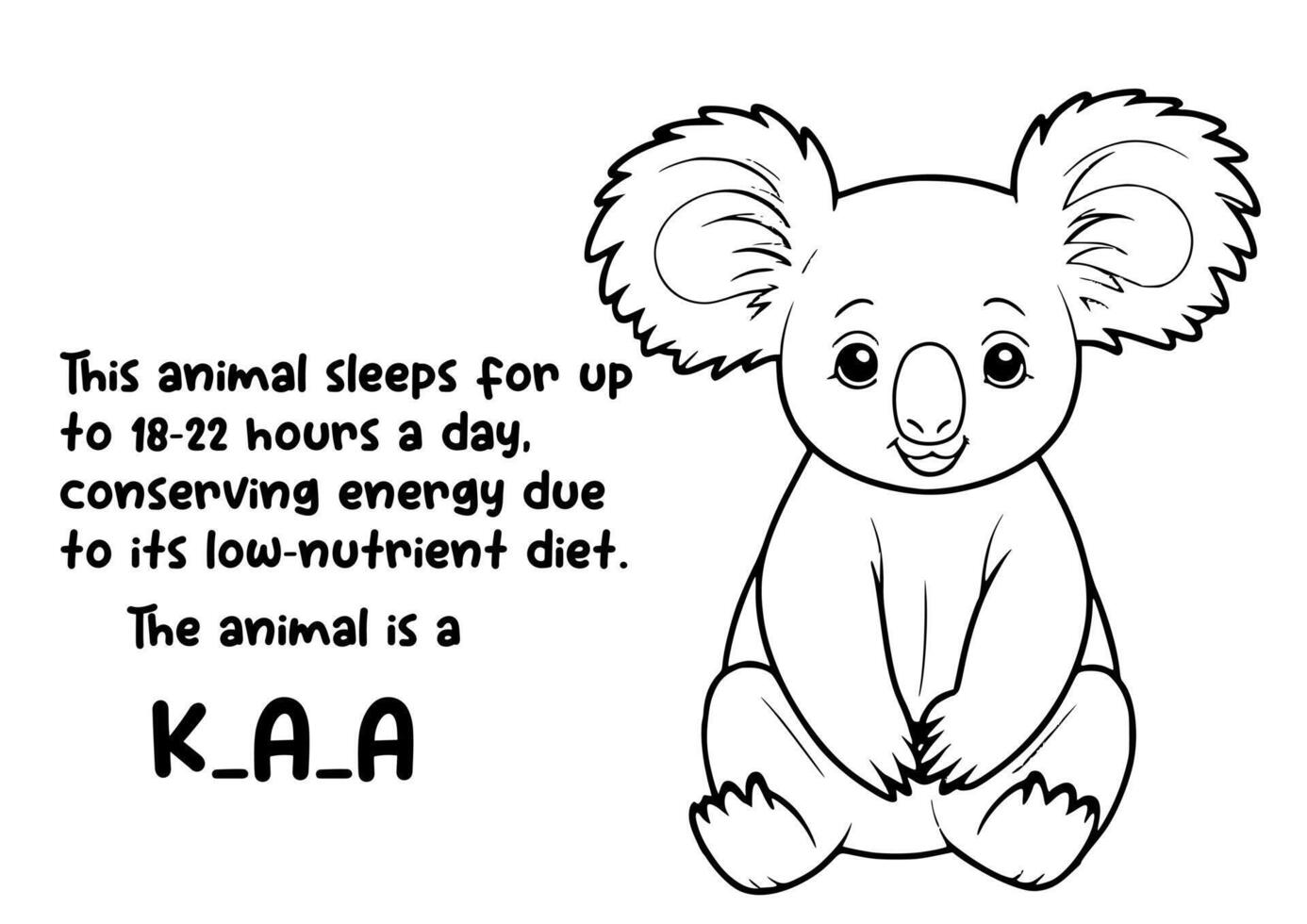 coloring book animal and unique fact about Koala vector