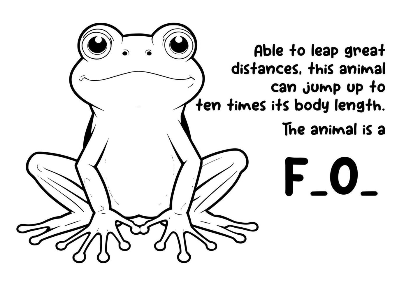 coloring book animal and unique fact about frog vector