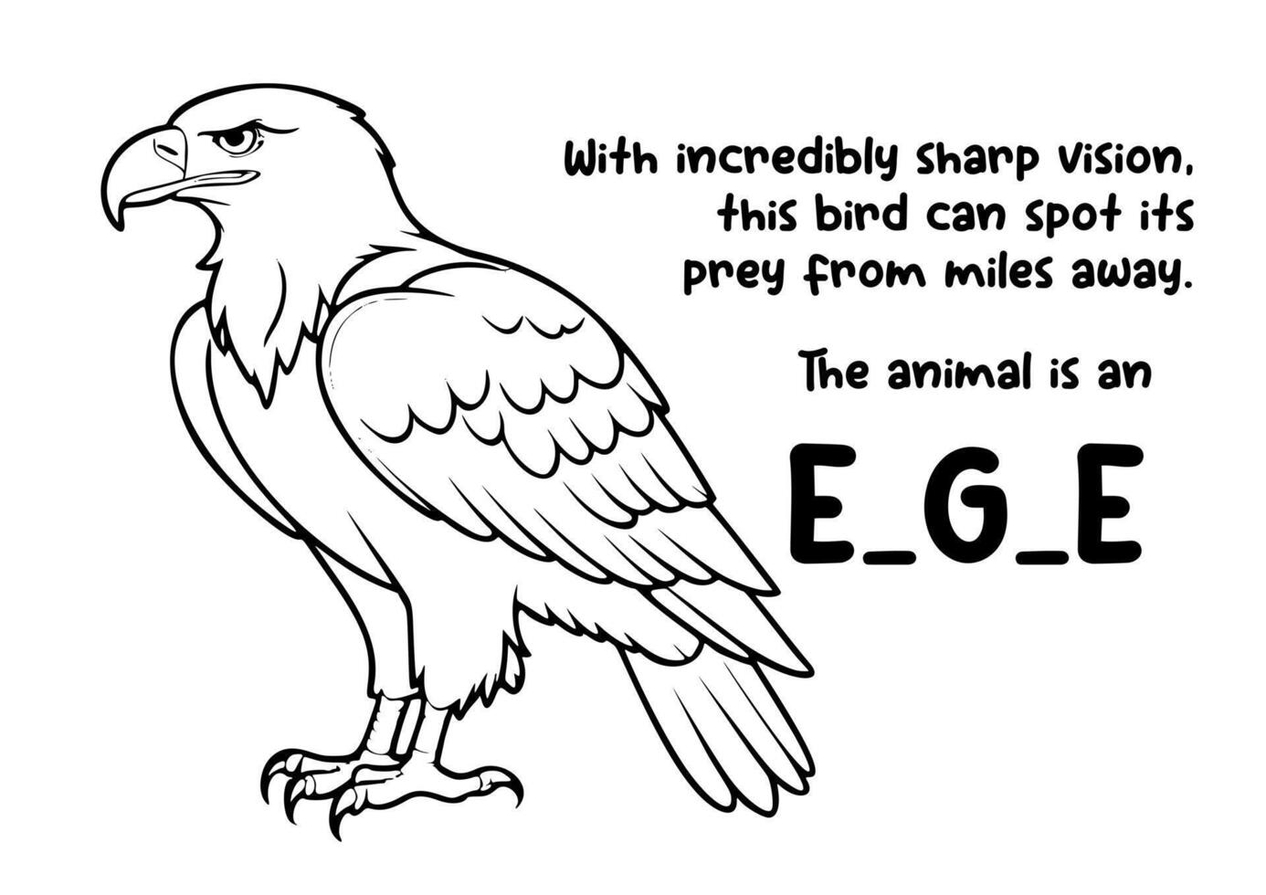 coloring book animal and unique fact about eagle vector