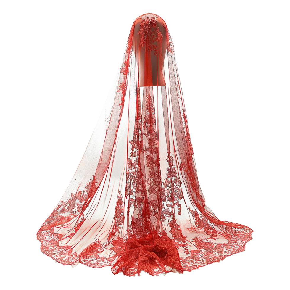 Beautiful Red Lace Veil isolated on transparent background png