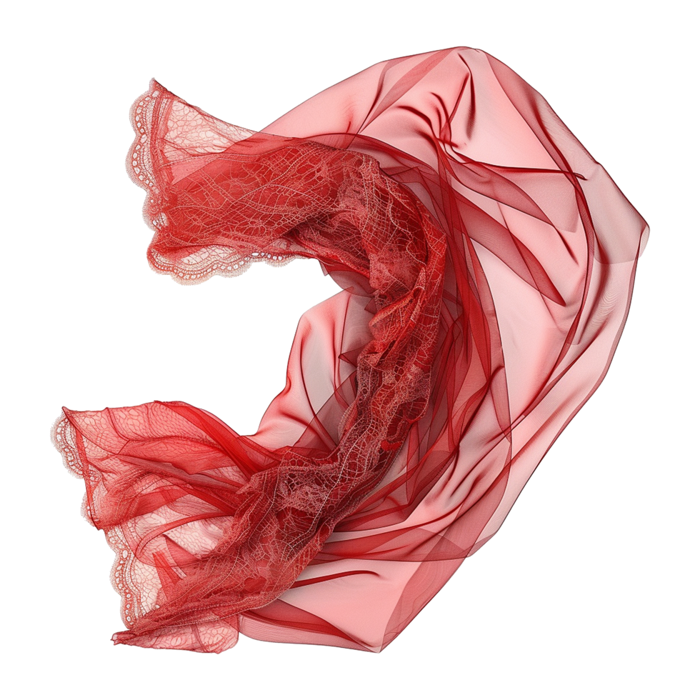 Beautiful Red Lace Veil isolated on transparent background png