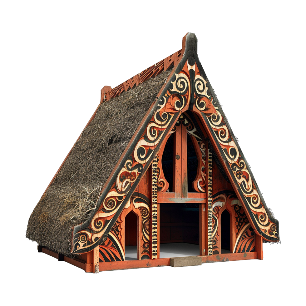 Traditional Maori meeting house isolated on transparent background png