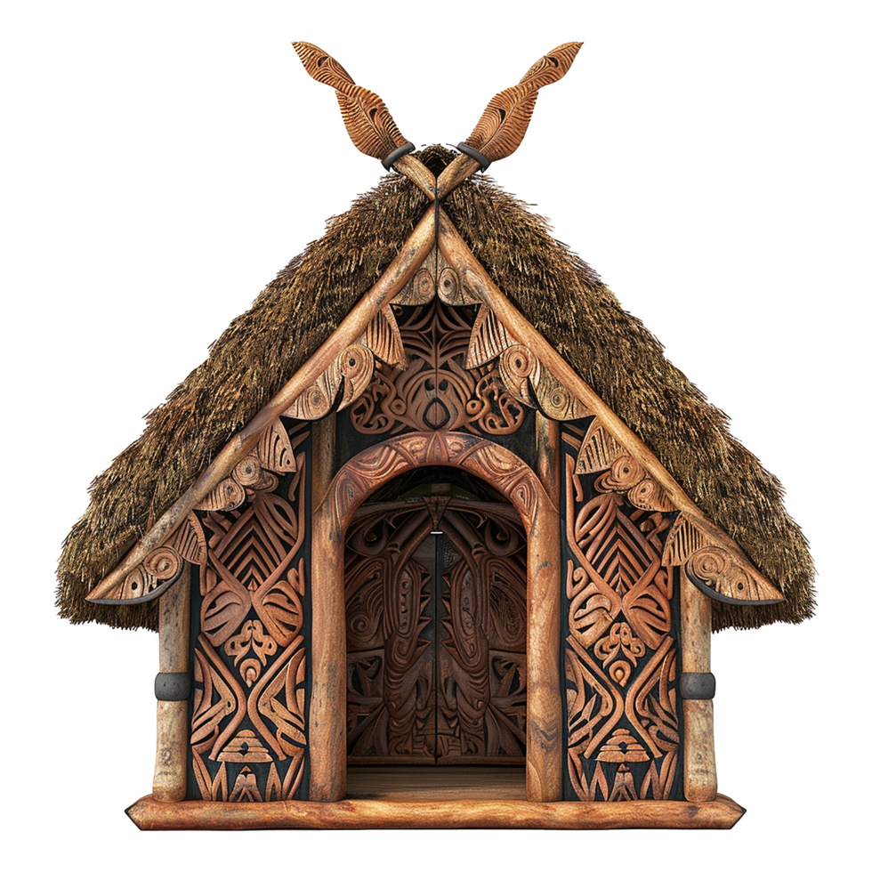 Traditional Maori meeting house isolated on transparent background png
