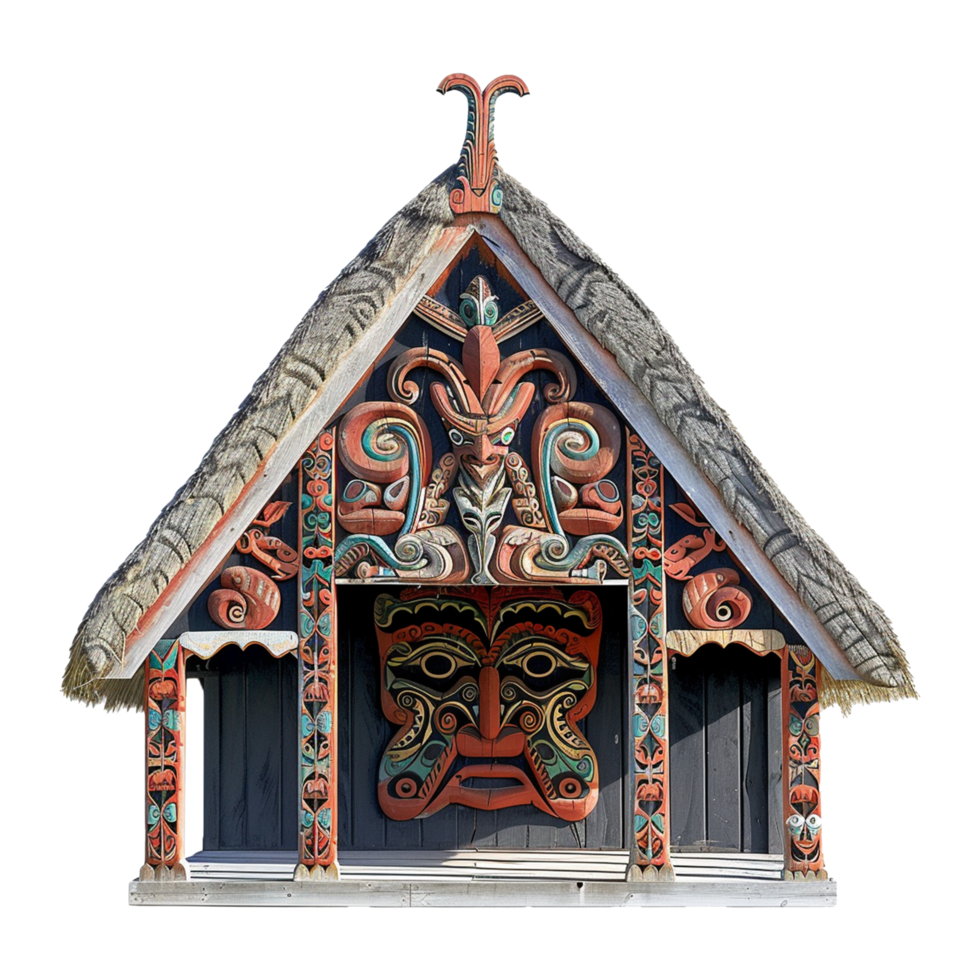 Traditional Maori meeting house isolated on transparent background png