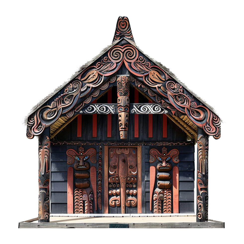 Traditional Maori meeting house isolated on transparent background png