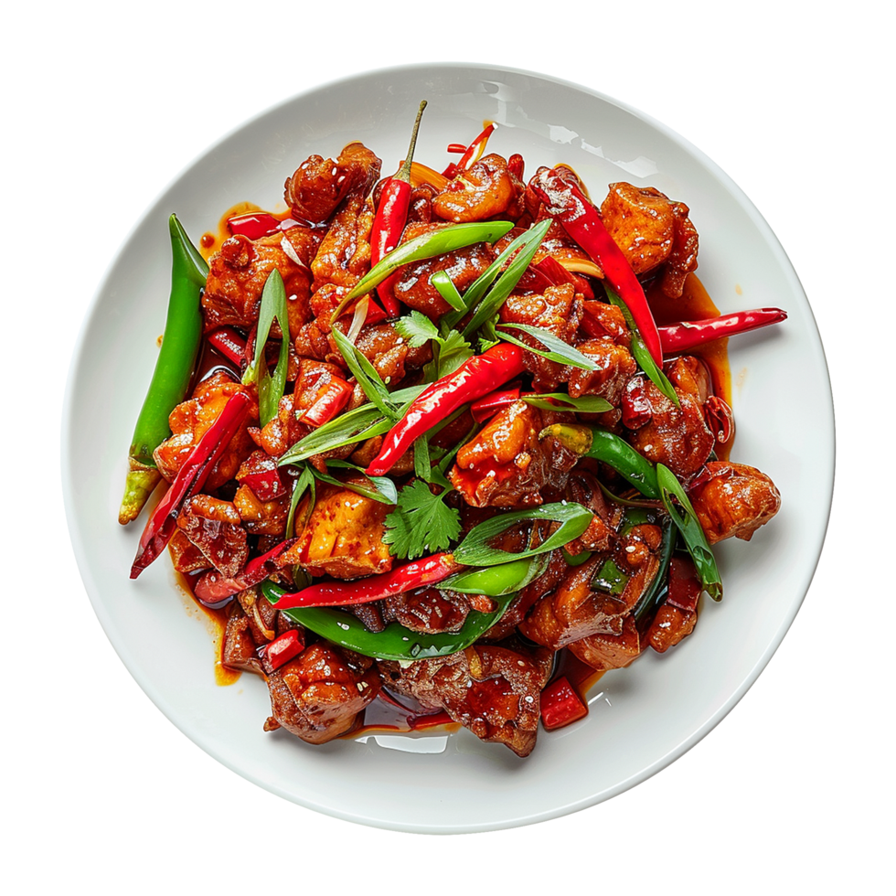 Tasty plate of sichuan isolated on transparent background png