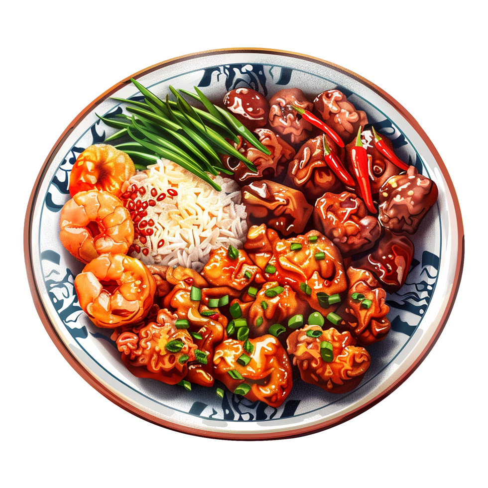 Tasty plate of sichuan isolated on transparent background png