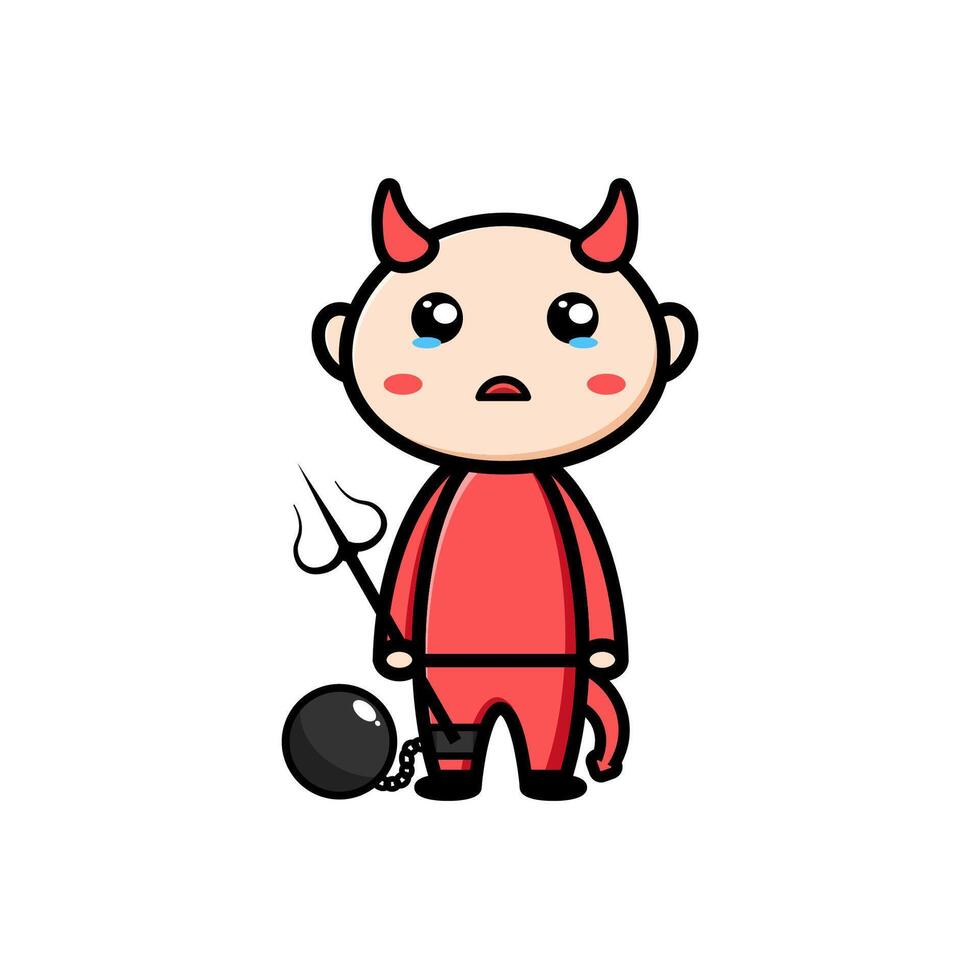 cute devil character on white background vector