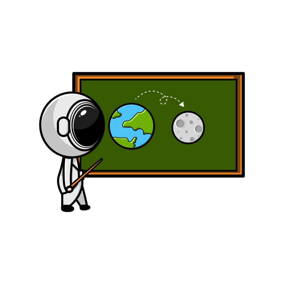 Cute astronaut character design with earth vector