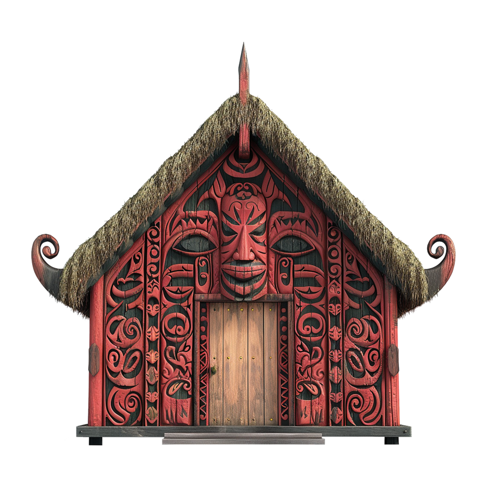 Traditional Maori meeting house isolated on transparent background png