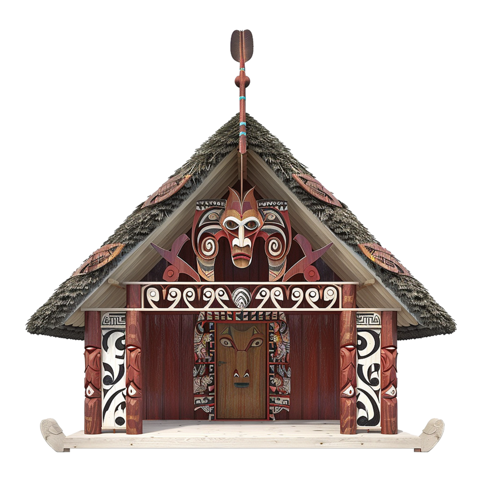 Traditional Maori meeting house isolated on transparent background png