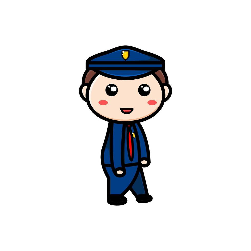 cute police character on white background vector