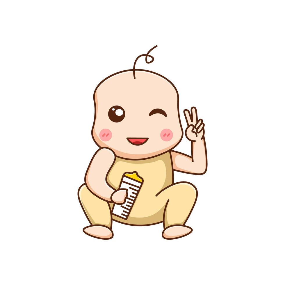 cute baby character on white background vector