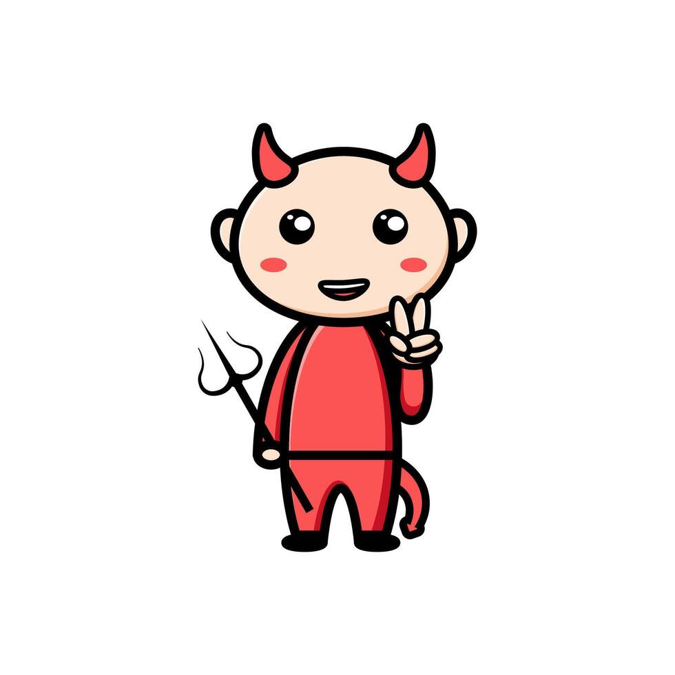 cute devil character on white background vector