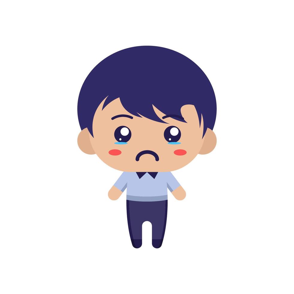 cute boy character on white background vector