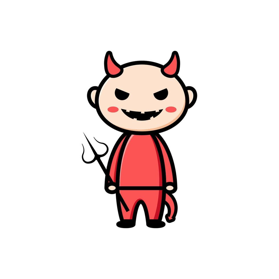 cute devil character on white background vector