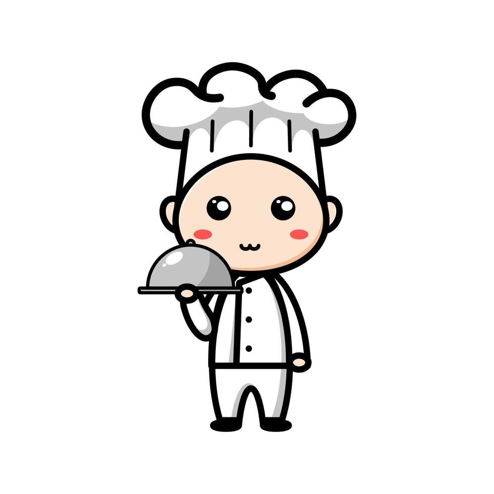 cute chef character on white background vector