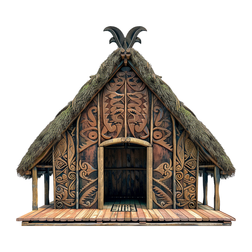 Traditional Maori meeting house isolated on transparent background png
