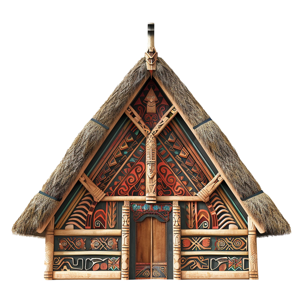 Traditional Maori meeting house isolated on transparent background png