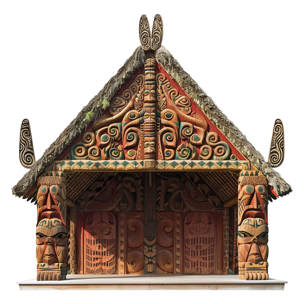 Traditional Maori meeting house isolated on transparent background png