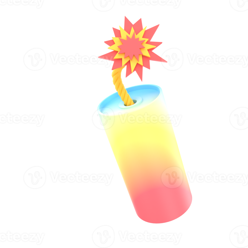 3D illustration of a firecracker symbolizing party or event, isolated on a transparent background png