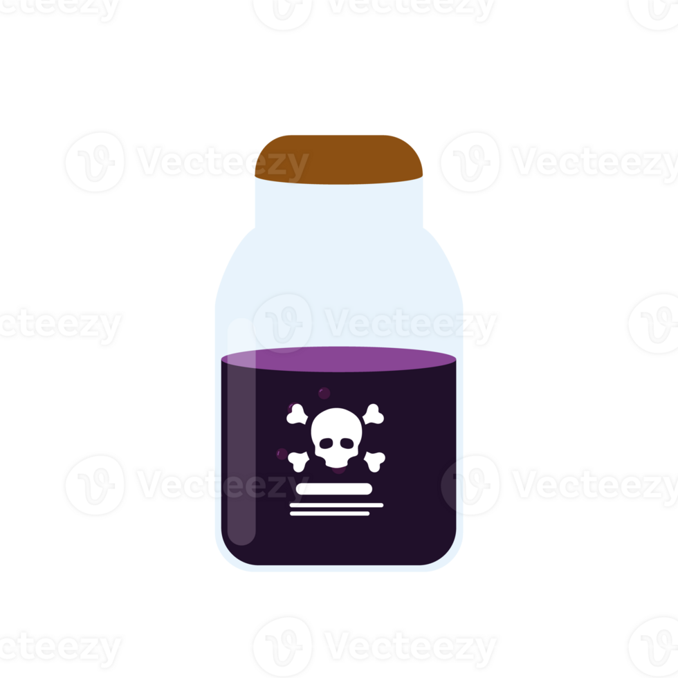 Bottle of poison or poisonous chemical toxin with crossed bones icon for games and websites png