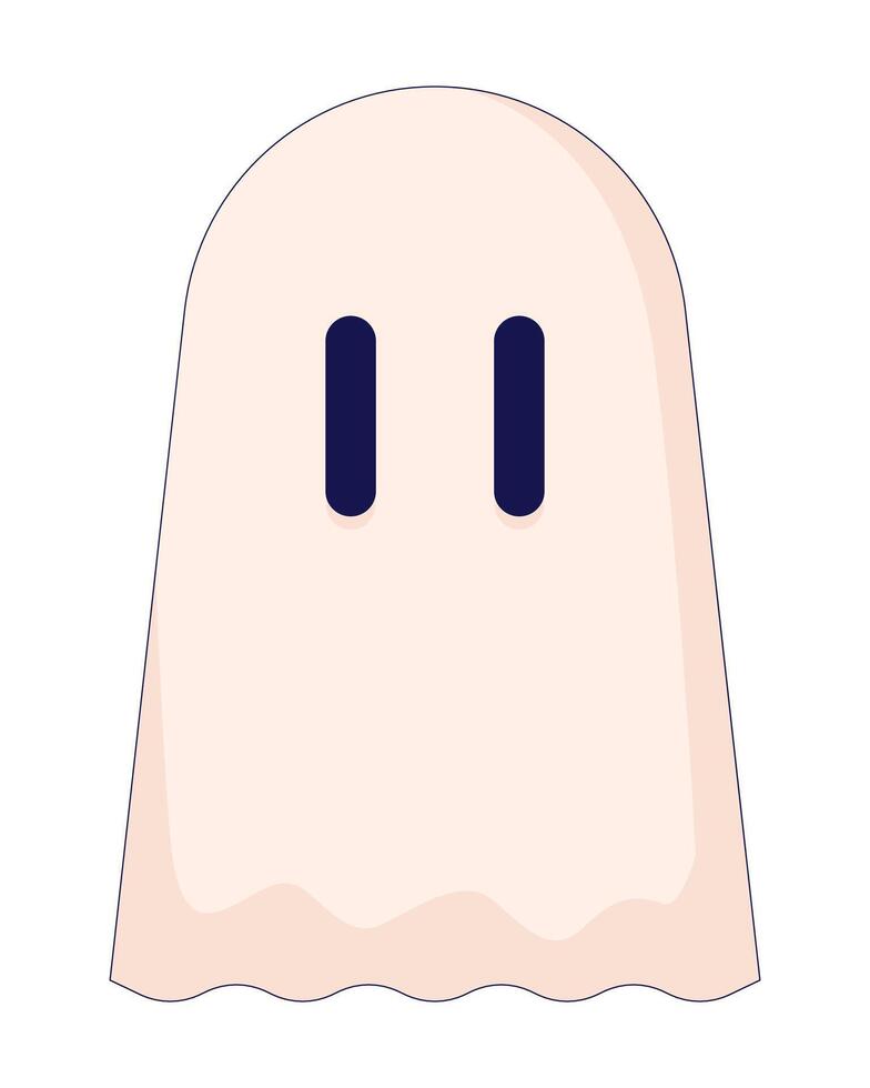 Cute spooky ghost 2D linear cartoon character. Halloween party guest in spirit costume isolated line personage white background. Mysterious creature of other side color flat spot illustration vector