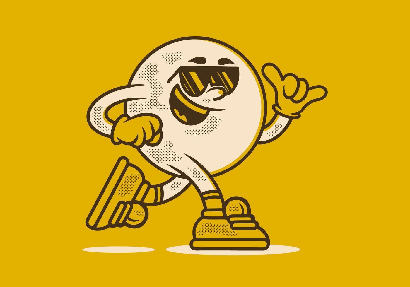 Mascot character of ball head in running pose vector