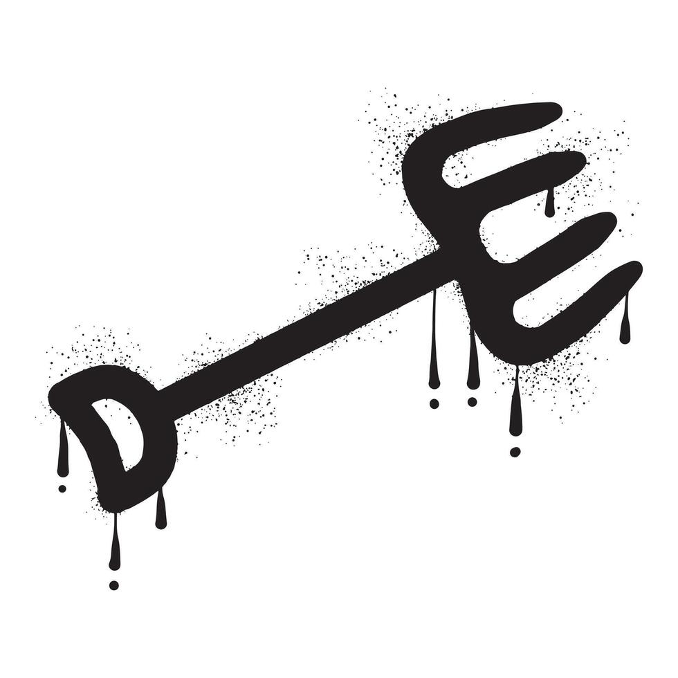 Pitchfork with black spray paint graffiti vector