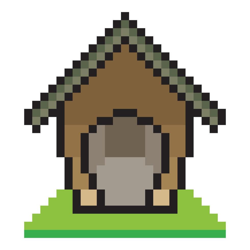 Dog house with pixel art design vector